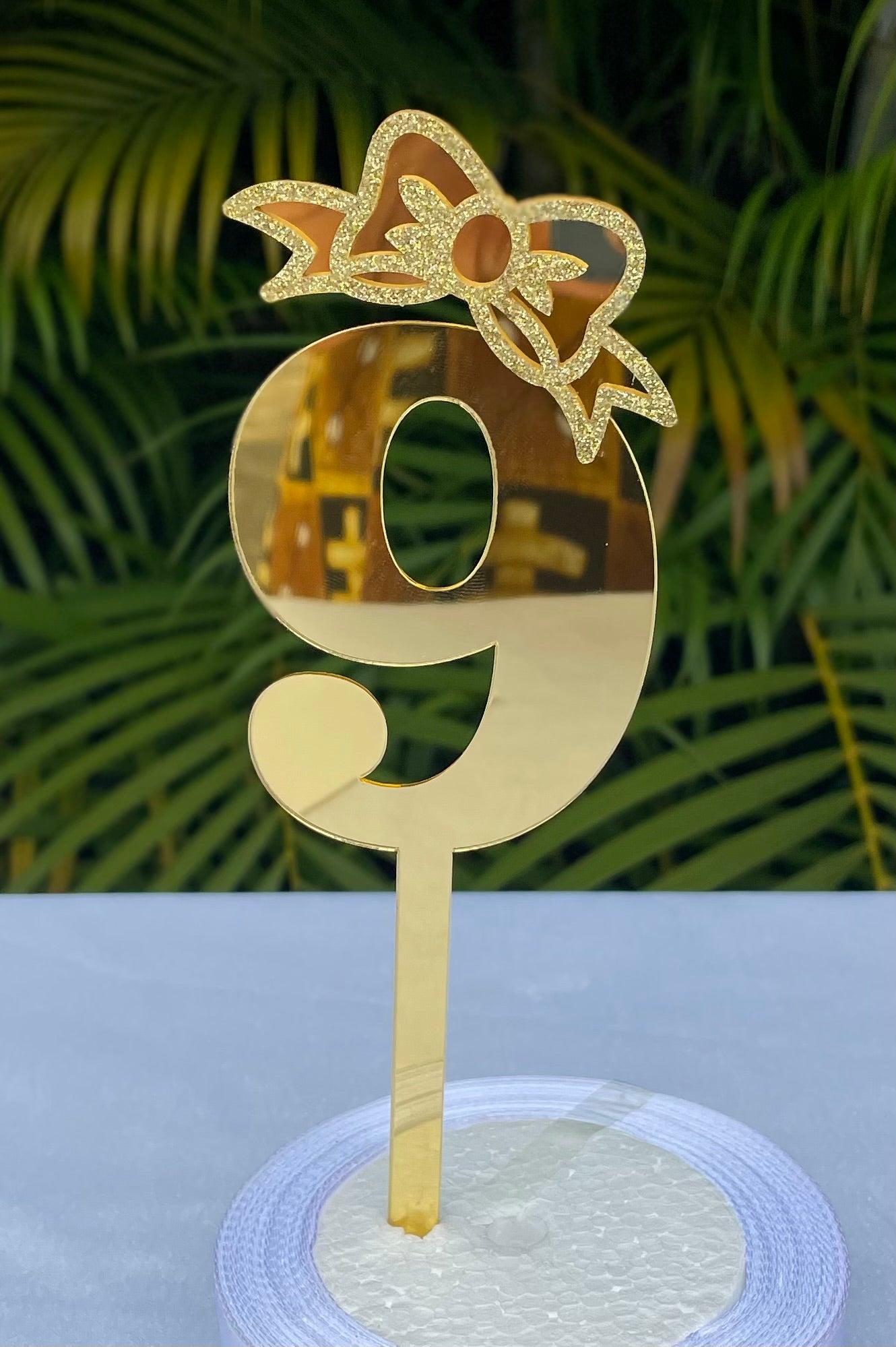 Ribbon number cake topper